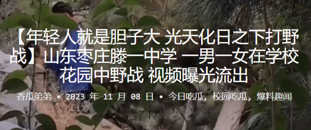 山东枣庄滕一中学一男一女在学校花园中野战视频曝光流出